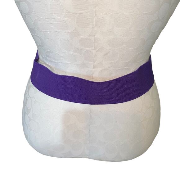 Prestige Vintage Elastic Studded Embellished Belt Purple  length 27", width 2" - Picture 4 of 8